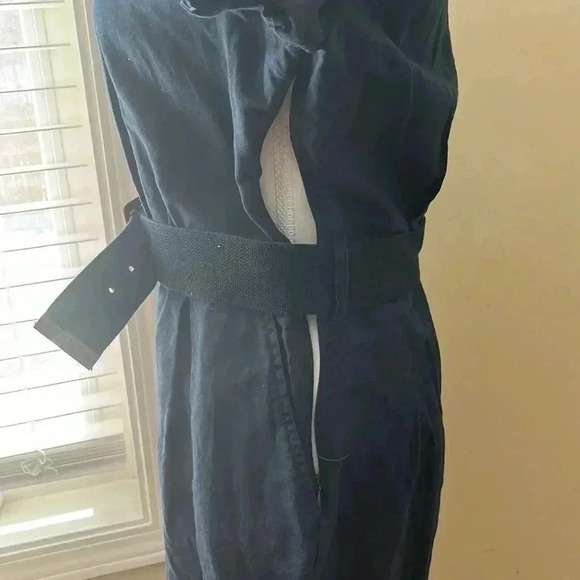 ❤️2/$50❤️[10]MNG Casual Black Linen Blend Short Sleeve Dress Waist Belt - Picture 7 of 10